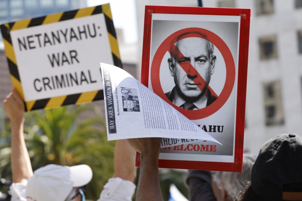 Protest against Israel Prime Minister Netanyahu visit to California
