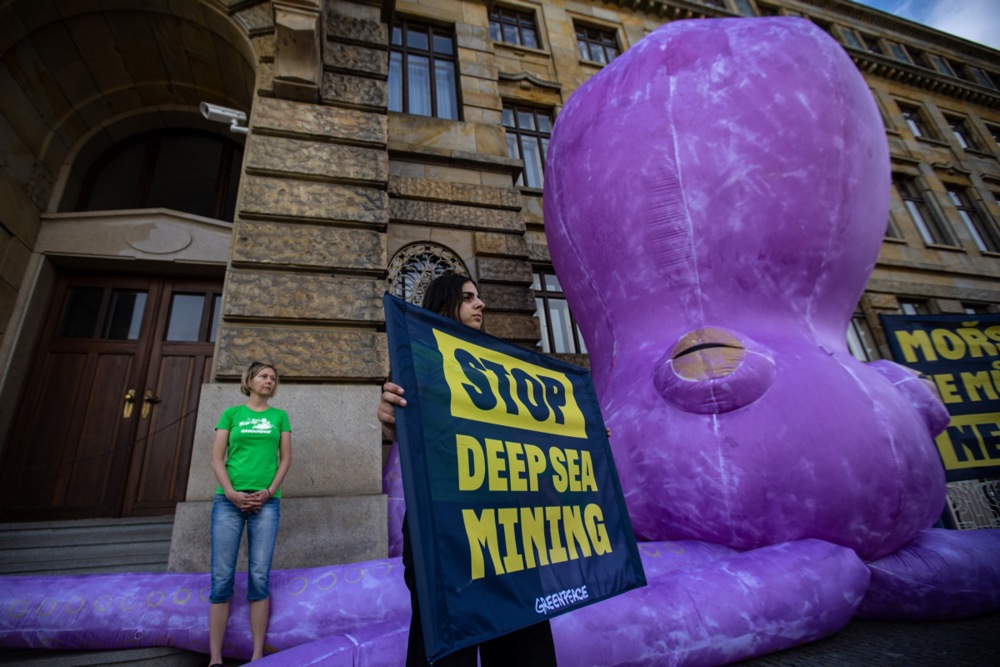 Greenpeace protest against deep sea mining in Prague