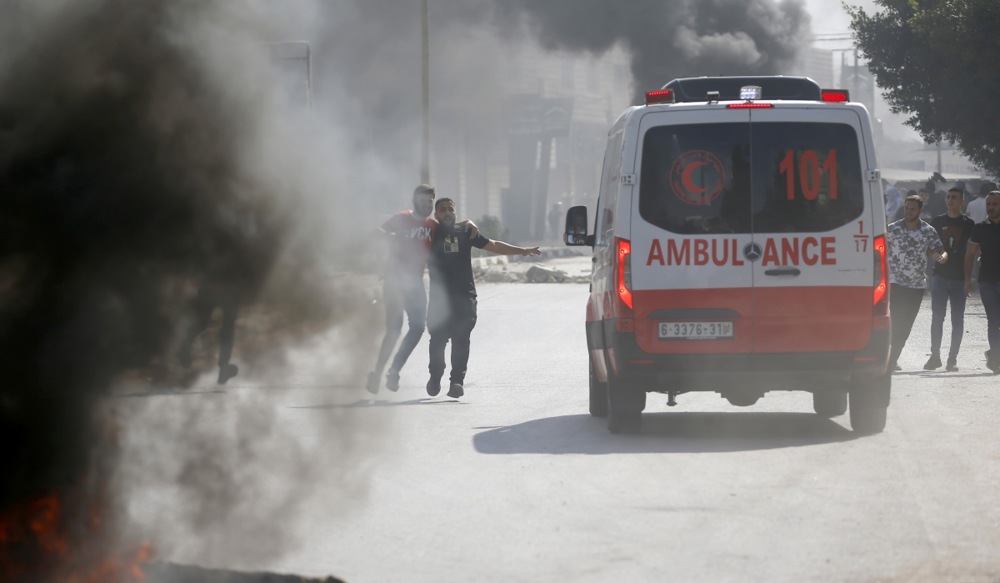 Palestinians protest in Nablus city