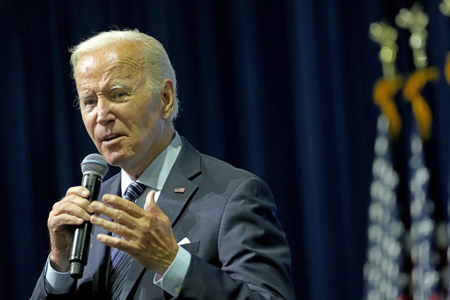 US President Joe Biden attends a Democratic National Committee reception