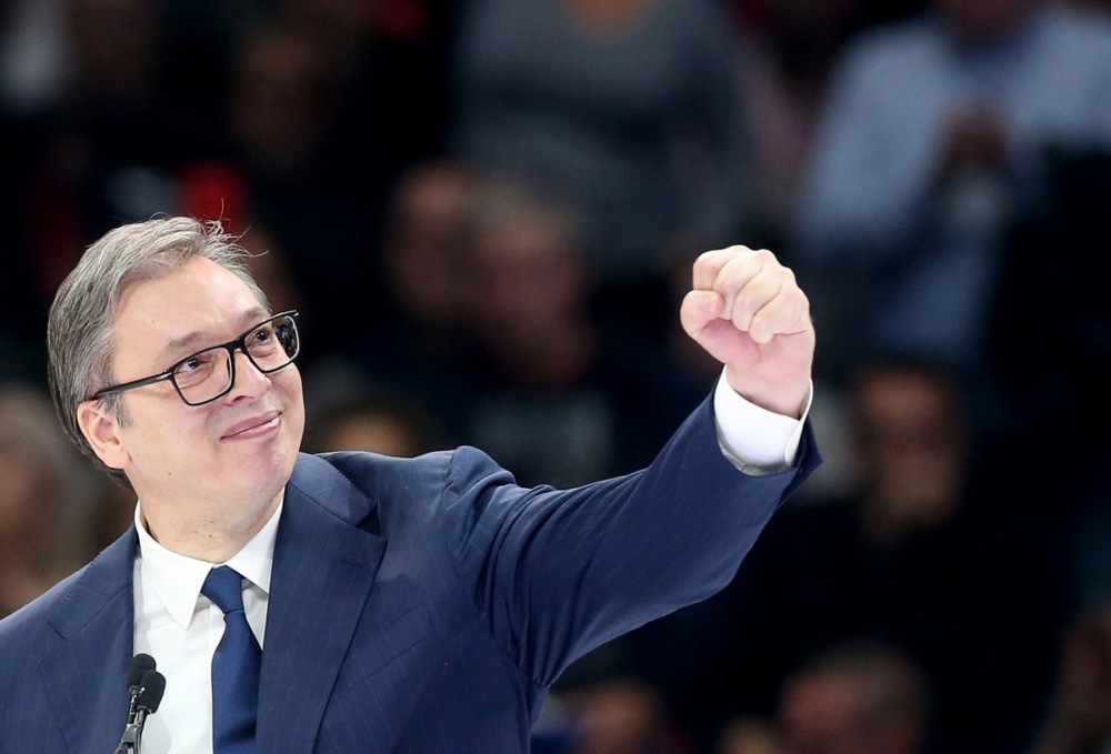 Ruling SNS party pre-election rally in Belgrade