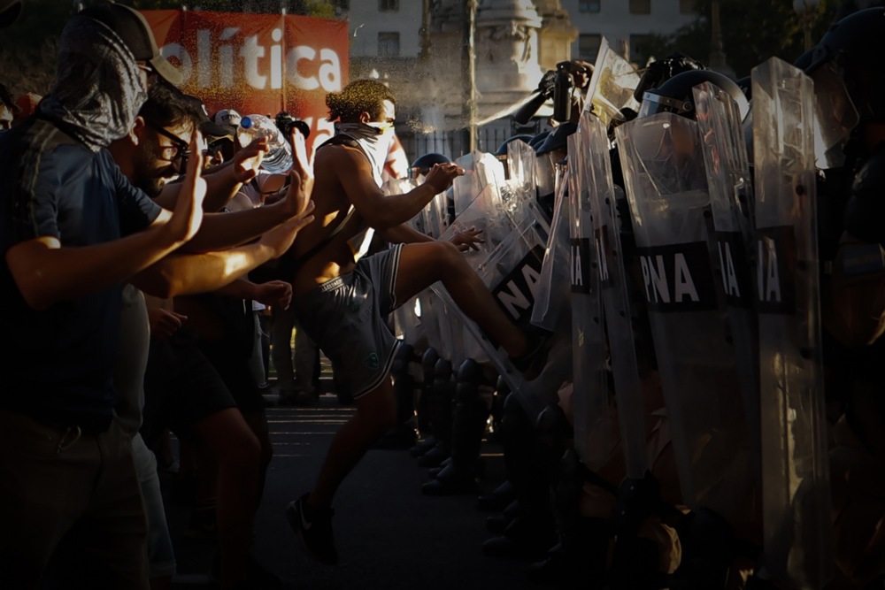 Protest against 'omnibus law' outside Congress in Buenos Aires