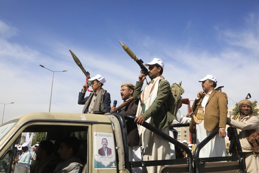 Houthis hold parade of new recruits as shipping attacks in the Red Sea continue
