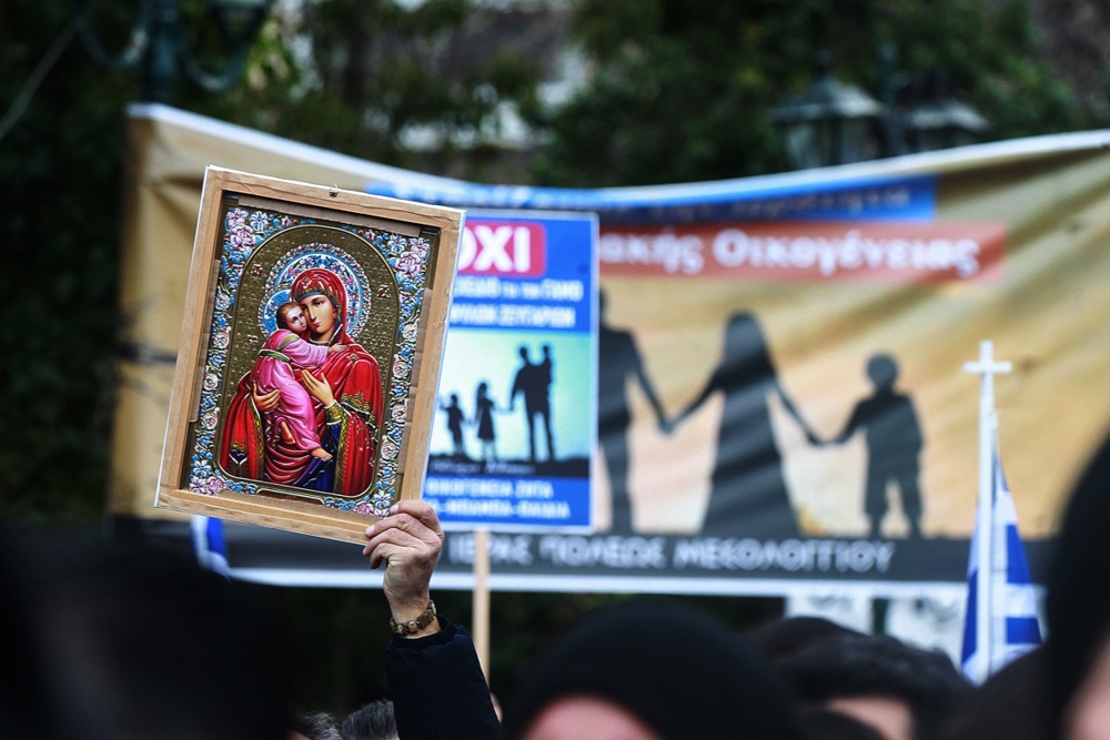 Protest over the legislation of same sex-marriage in Athens