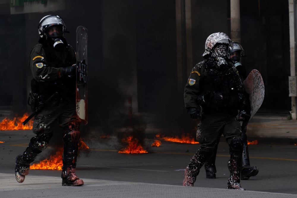 Protest rally during a 24-hour nationwide strike in Thessaloniki