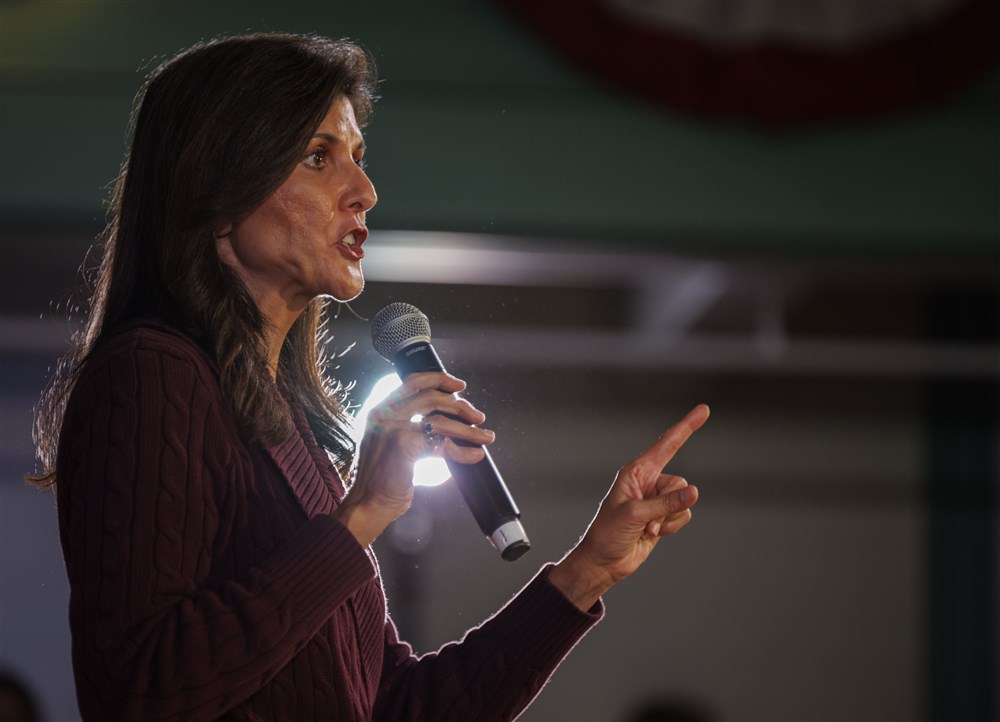 Republican candidate for United States President Nikki Haley during a campaign stop in New Hampshire