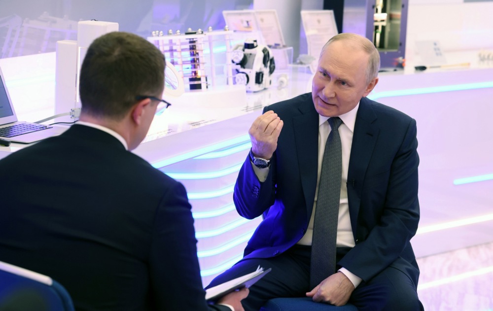 Russian President Putin gives interview in Moscow