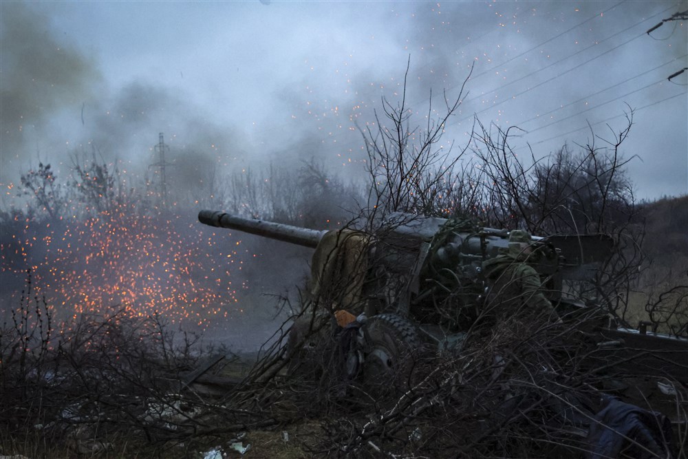 Militia from the self-proclaimed Donetsk People's Republic at a position near Avdeevka, Donetsk region, eastern Ukraine