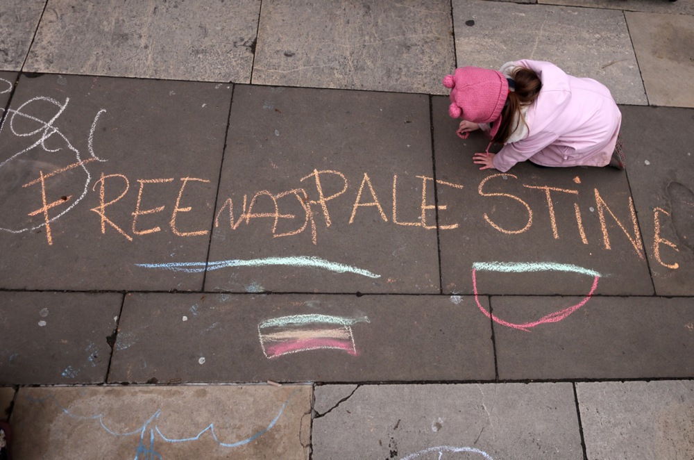Striking schoolchildren march in support of Gaza
