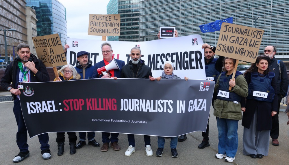 Vigil in Brussels commemorates media workers killed in Gaza