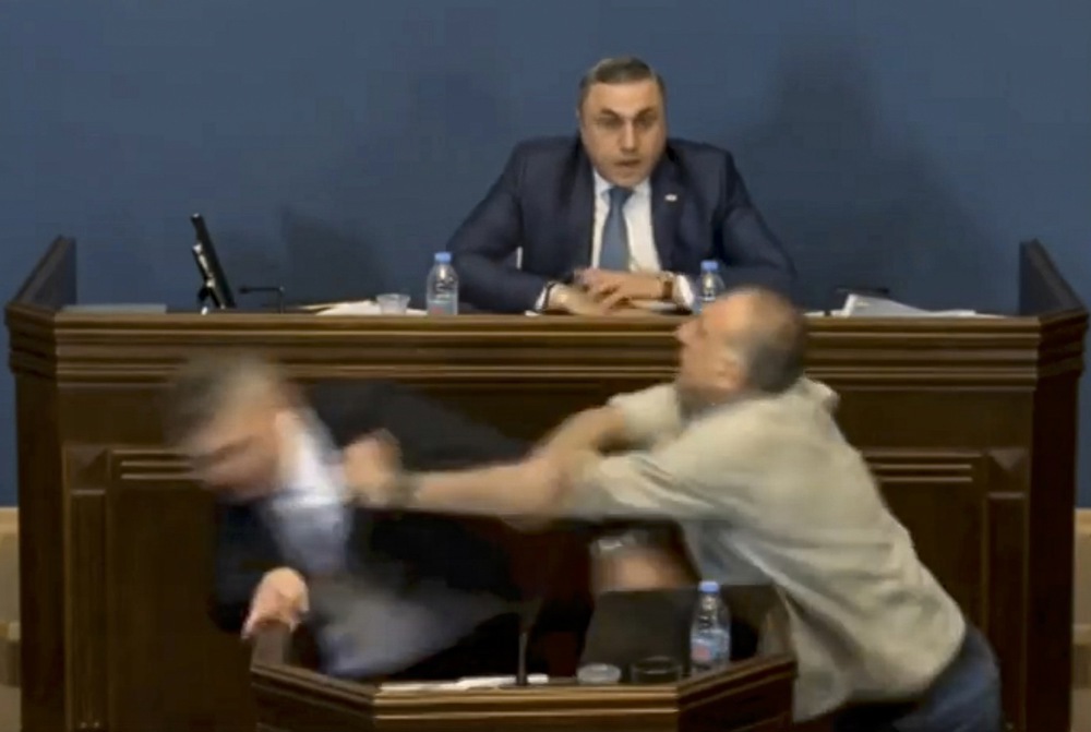 Brawl breaks out in Georgian parliament over controversial 'foreign agents' bill