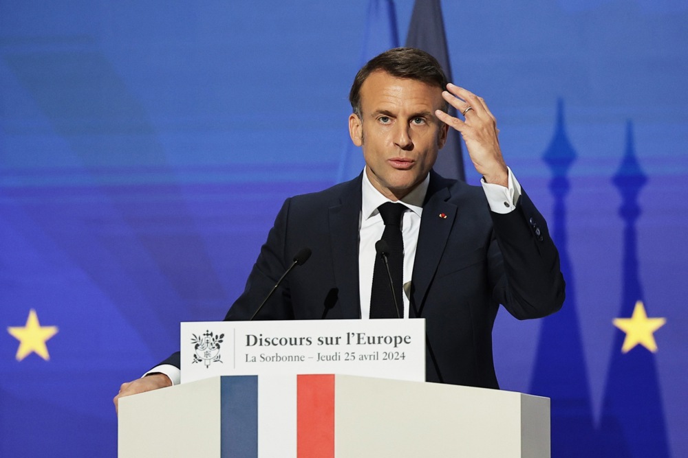 French President Emmanuel Macron holds speech on Europe's future at la Sorbonne