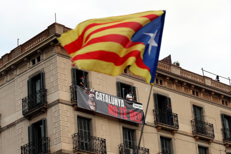Protest against monarchy in Barcelona, Spain