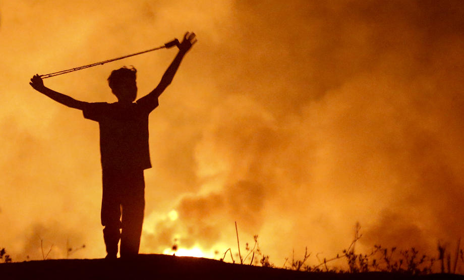 Palestinian night protest along the border between the Gaza Strip and Israel