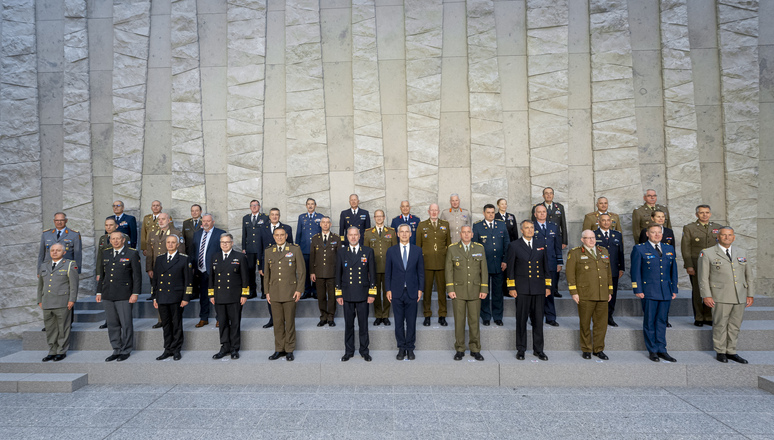 Family Photo Military Representatives with H.E. Mr Jens Stoltenberg, NATO Secretary General