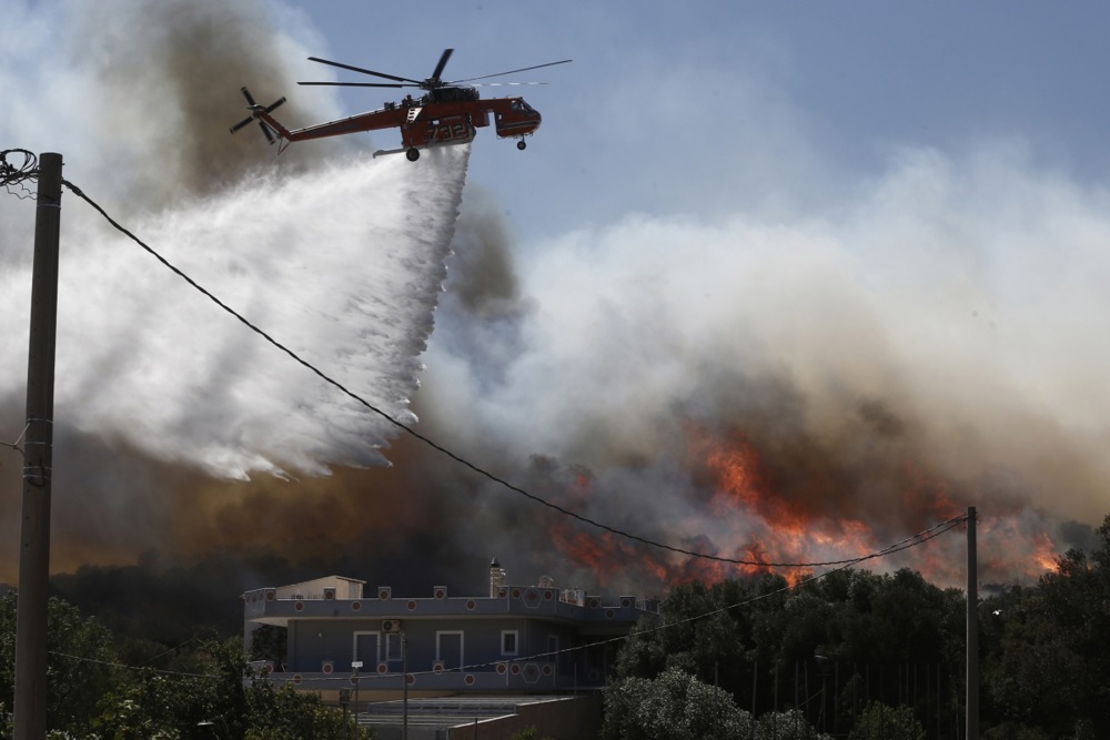 Evacuation of local residents due to wildfire in Koropi area, eastern Attica