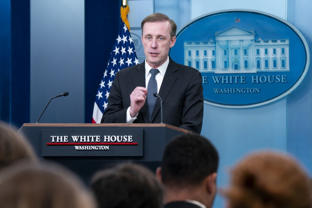 National Security Advisor Jake Sullivan briefs the news media on President Biden's Israel policy