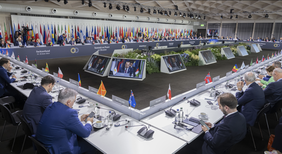 general view of the plenary session during the Summit on peace in Ukraine
