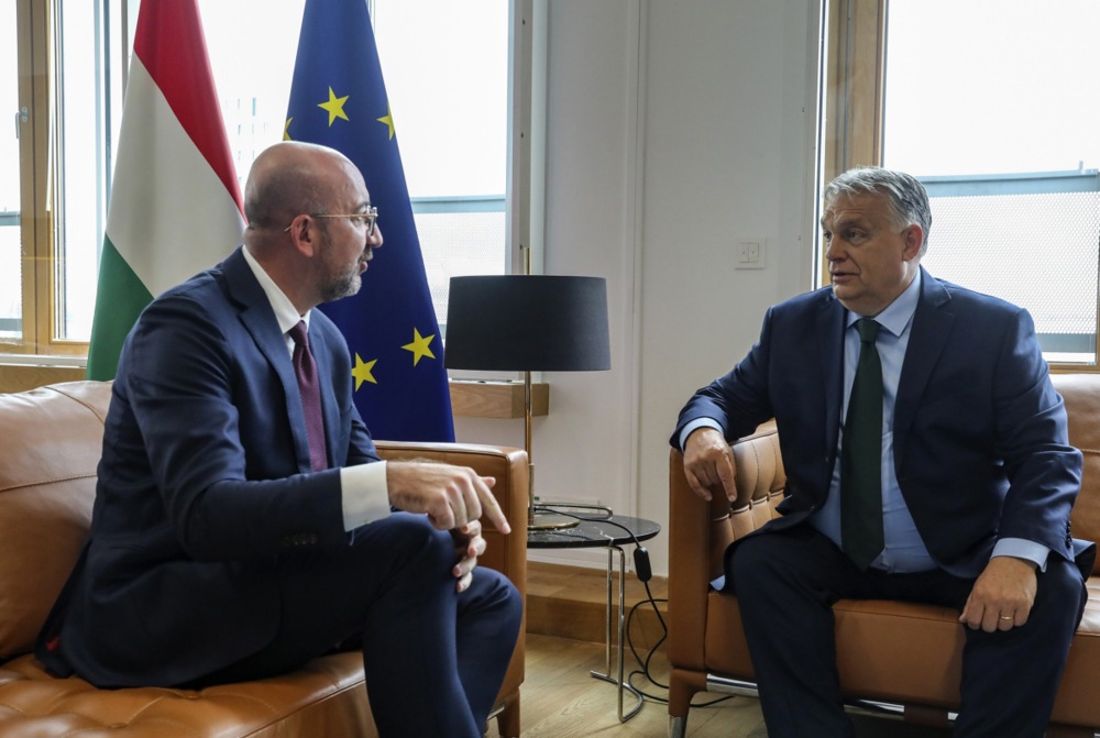 Hungarian Prime Minister Viktor Orban meets EU Council President Michel in Brussels