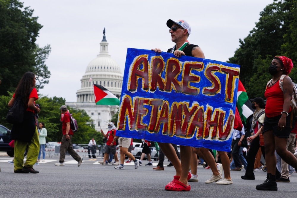 Protests during visit of Israeli Prime Minister Netanyahu in Washington, DC