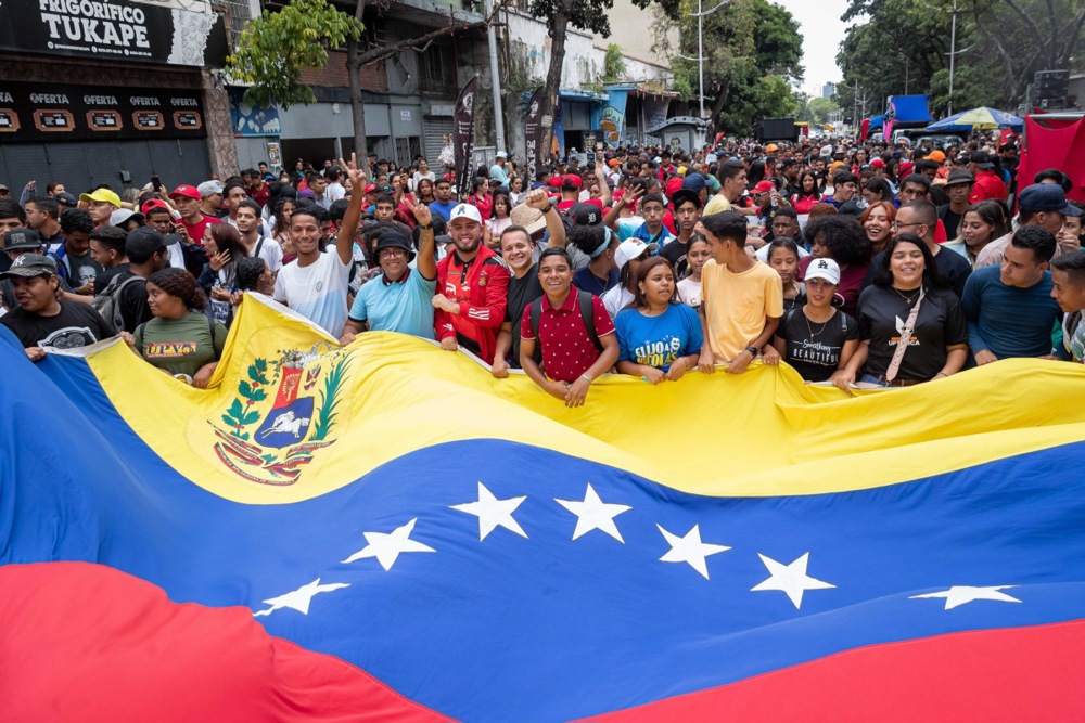 March in support of controversial re-election of President Nicolas Maduro
