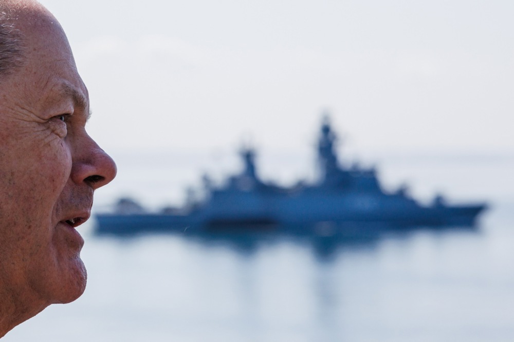 German Chancellor Olaf Scholz visits German Navy in Rostock