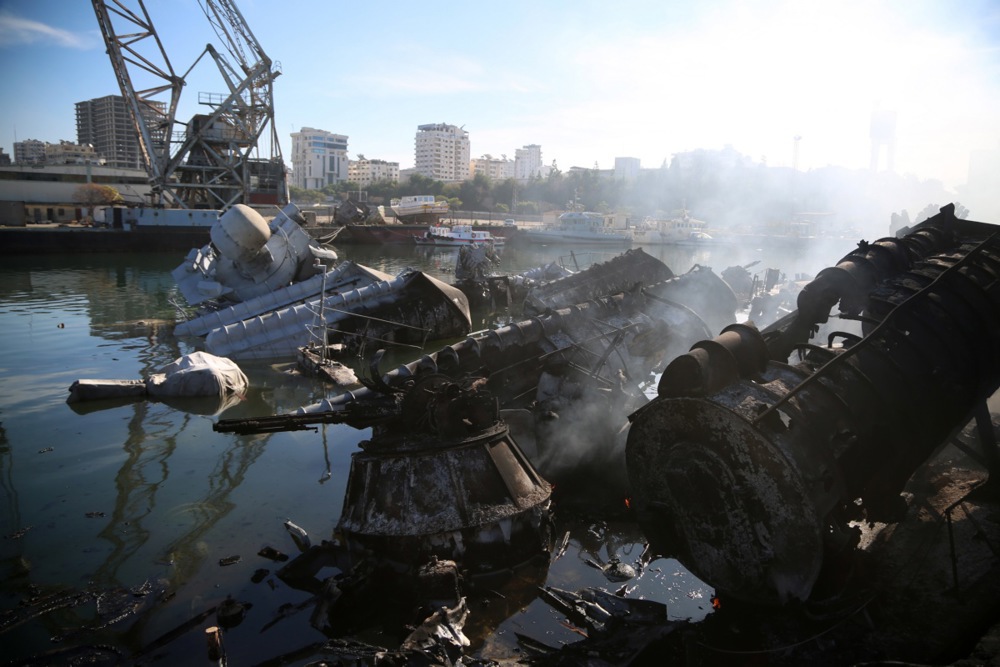 Latakia port damaged after an airstrike