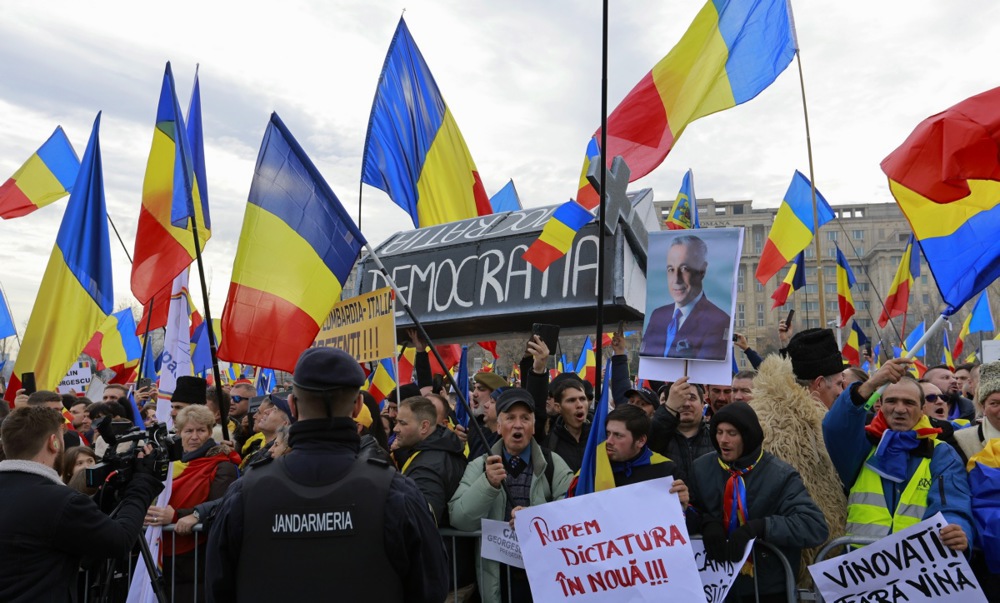 Protest over annulled presidential elections at Constitutional Court in Bucharest
