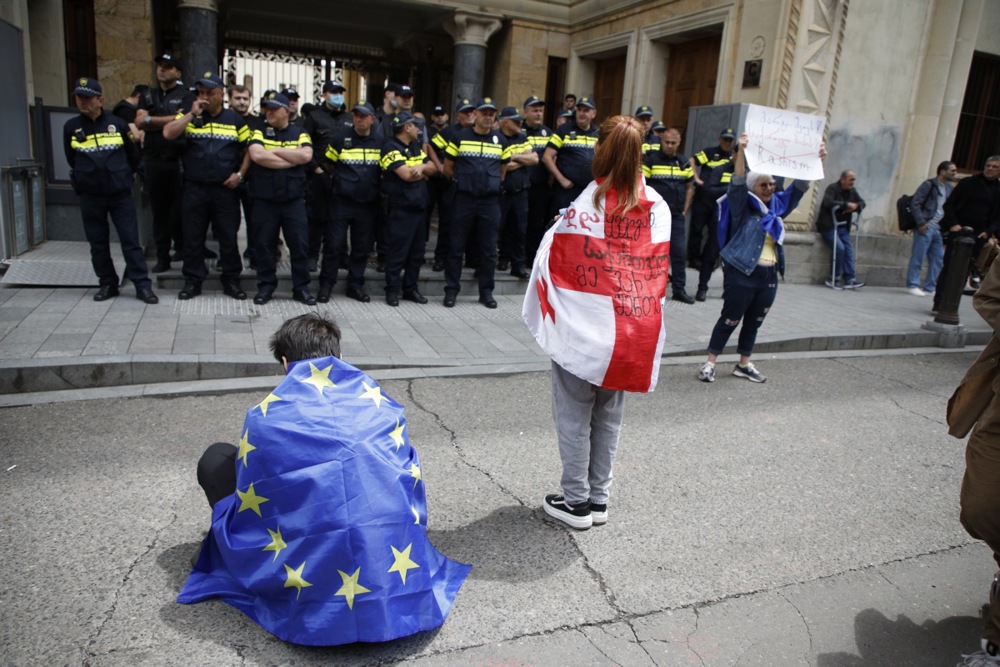 Georgians protest against the 'foreign agents' draft bill in Tbilisi