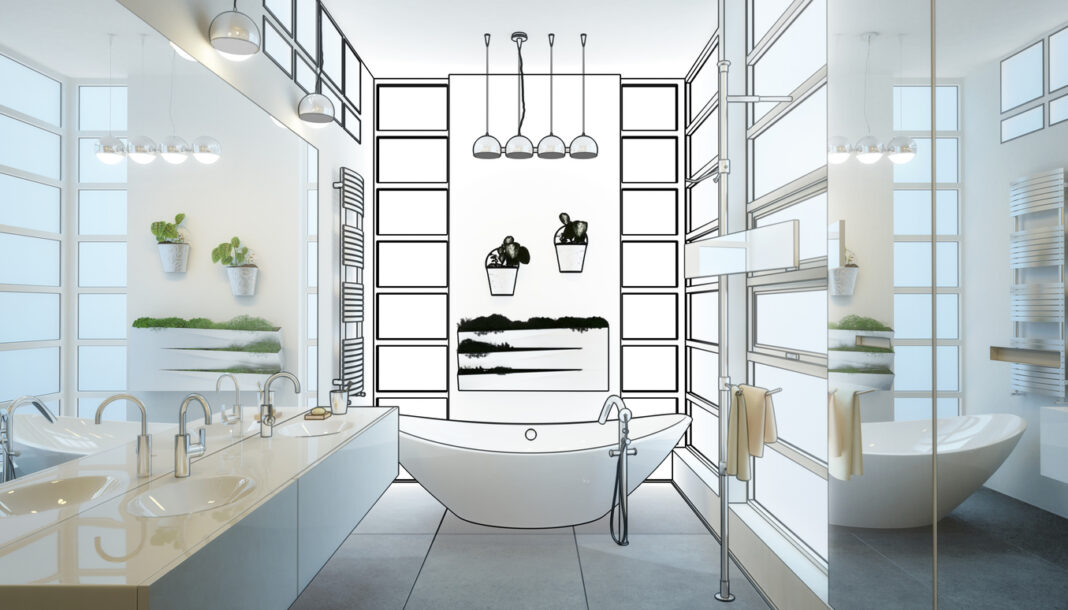 Contemporary Bathroom Adaptation (conception) - 3d illustration