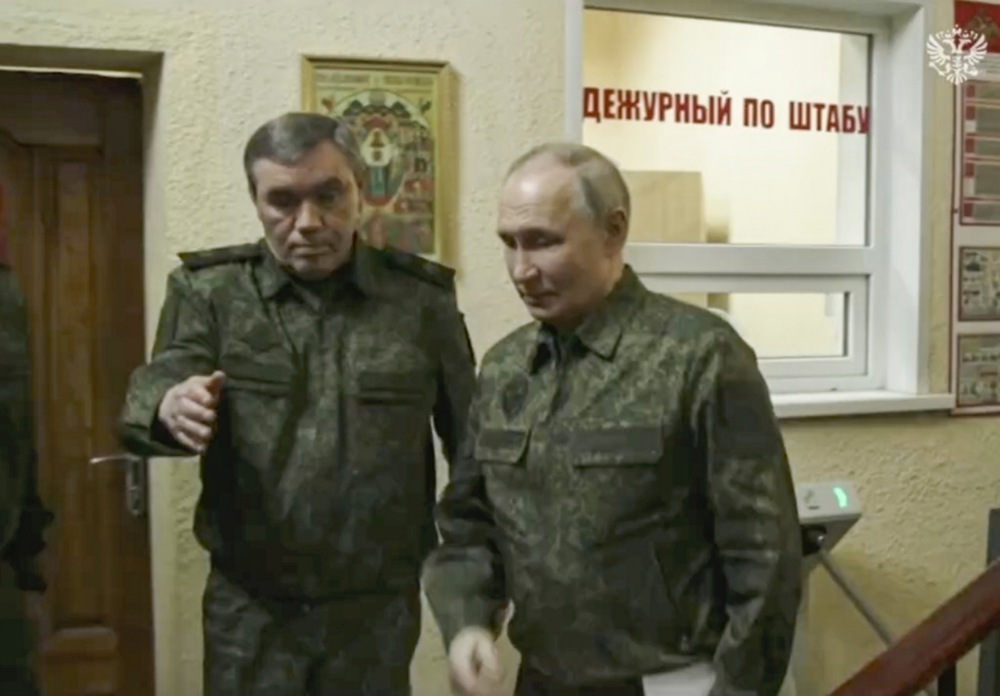 Russian President Putin visits military headquarters in the Kursk region