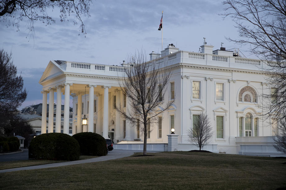 The White House at dusk