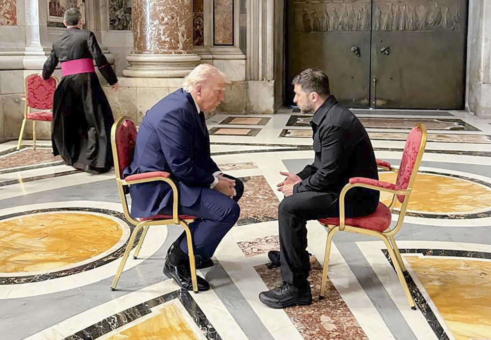 Ukrainian President Zelensky meets US President Trump at Pope Francis' funeral mass in Vatican City