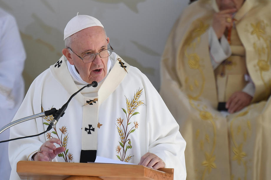 Pope Francis leads the Holy Mass in the GSP Stadium in Nicosia