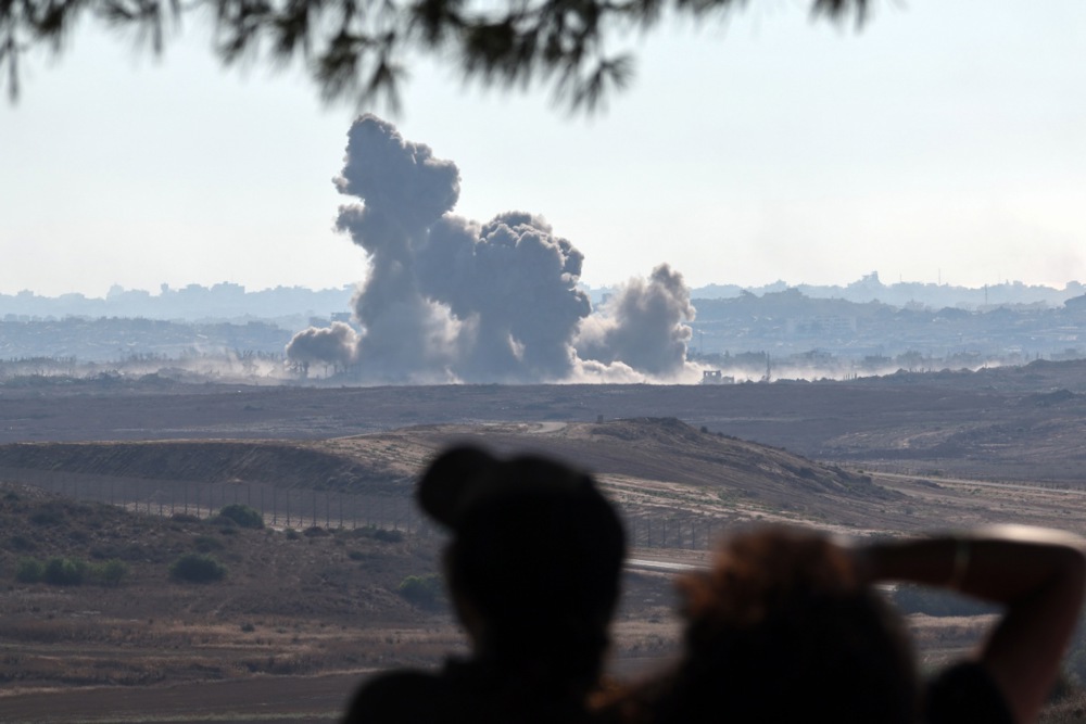 Explosions in north Gaza as seen from Israel