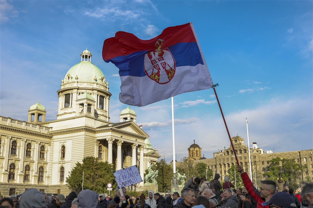 Opposition political parties rally against violence in Serbia