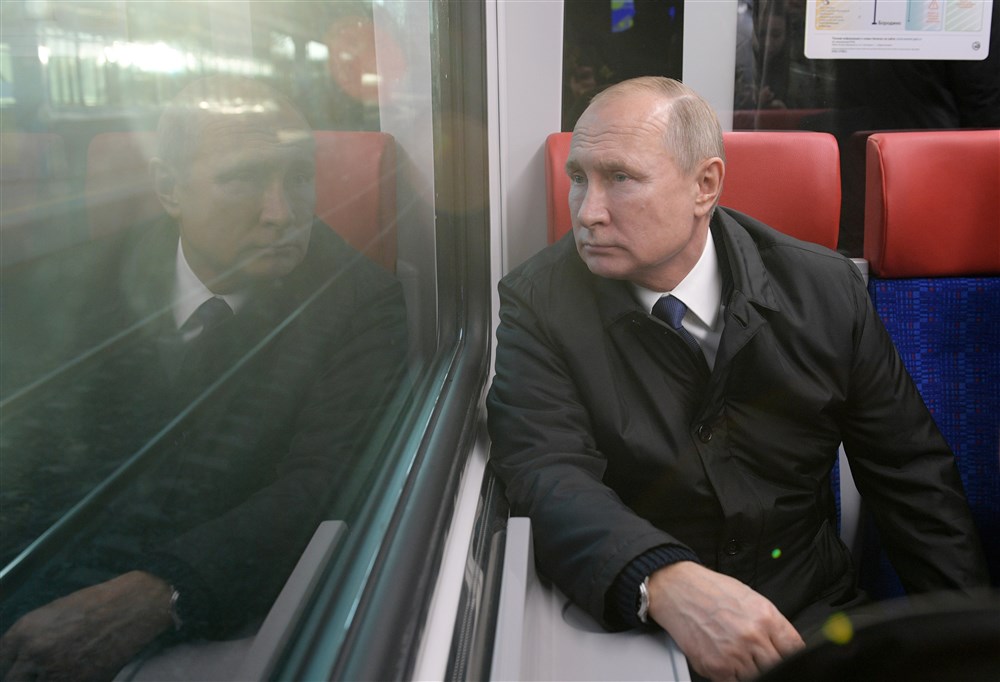 Russian President Vladimir Putin attends a ceremony to launch Moscow New Public Transport System