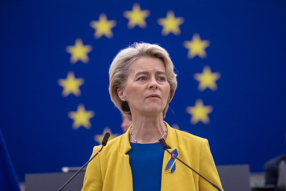 European Commission President von der Leyen delivers a speech during 'The State of the European Union' debate