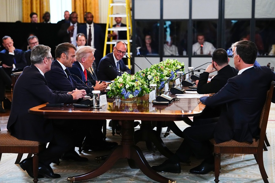 US President Trump meets Ukraine's President and European leaders at White House