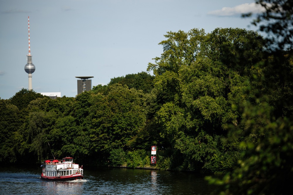 Boat on river Spree in Berlin