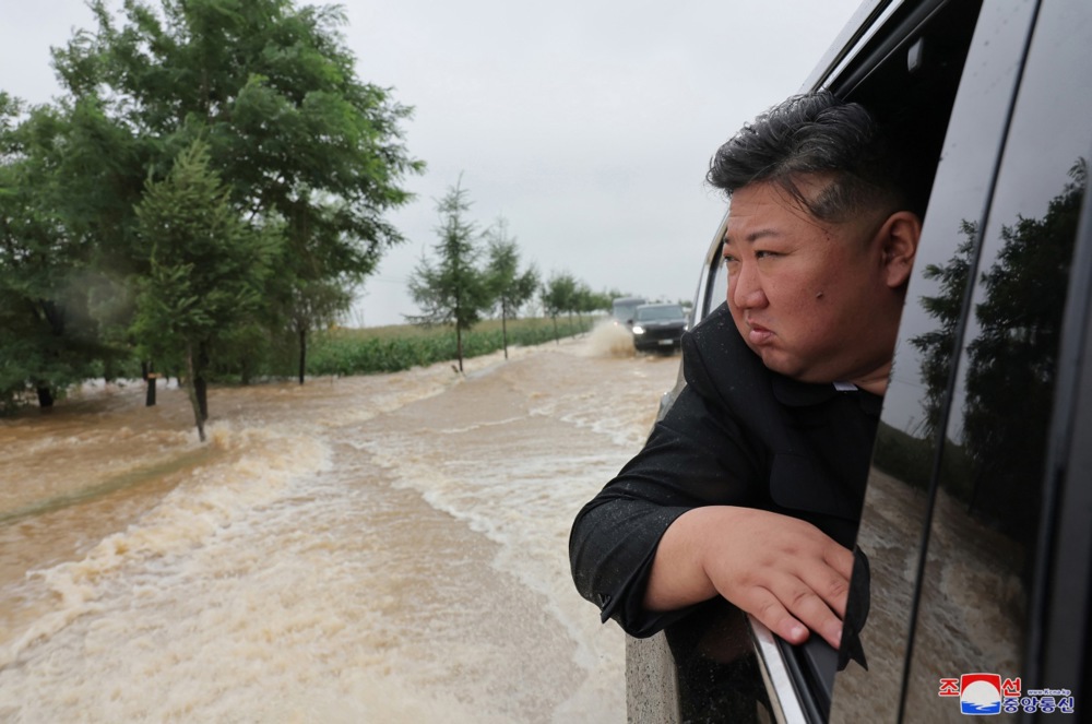 North Korean leader Kim Jong Un inspects flood-hit areas