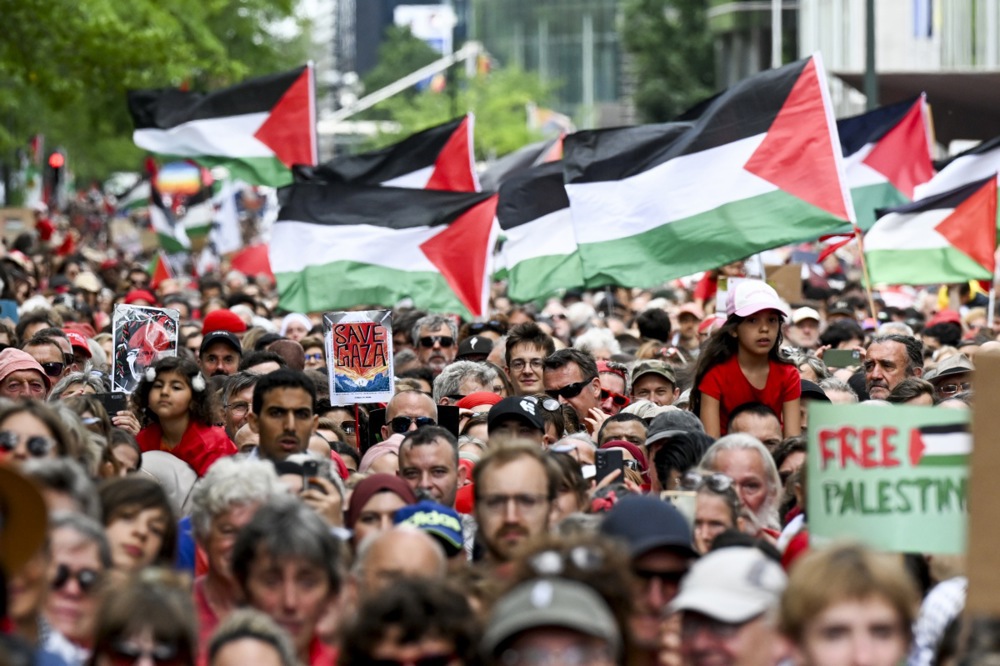 'Red Line' protest in support of Palestinians held in Brussels