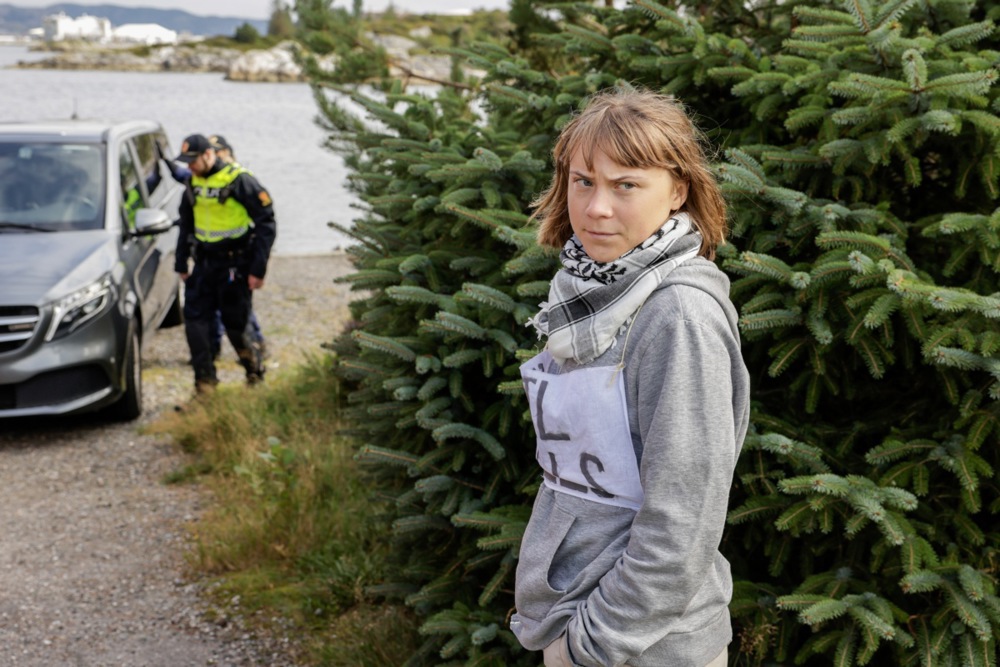 Climate activists protest against a refinery in Norway