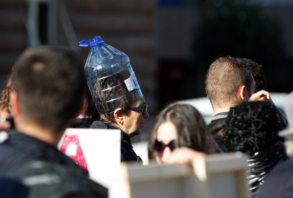 Albanian environment groups protest solid waste import in Tirana Albania