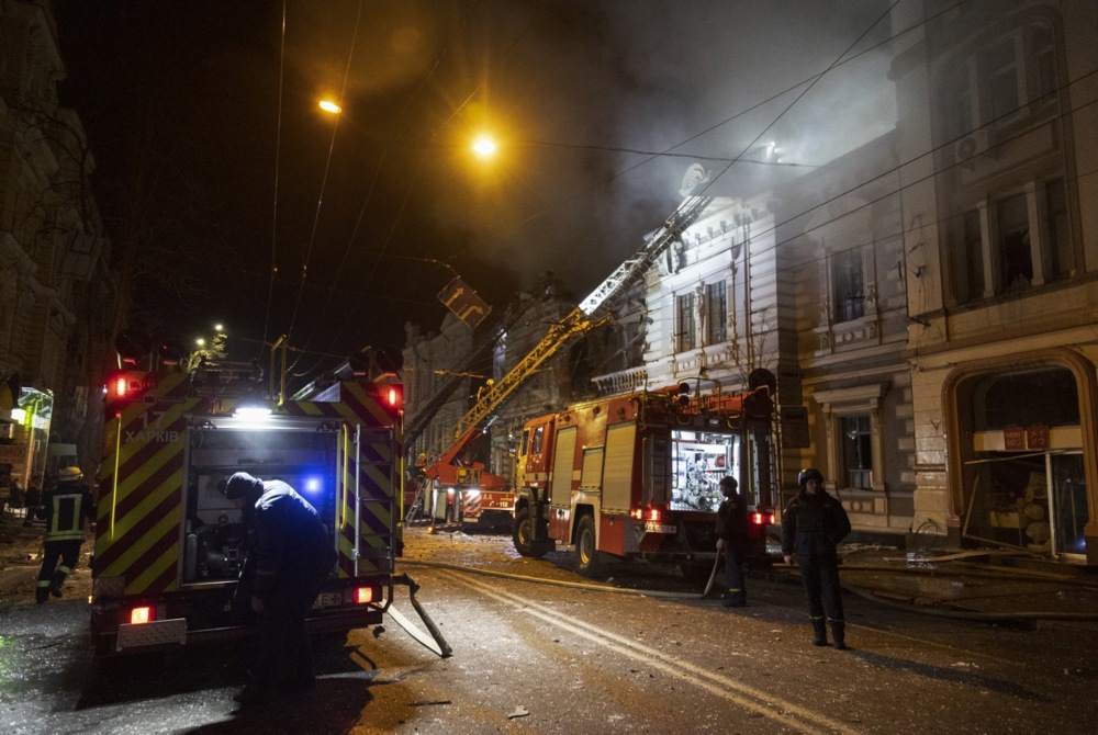 Rocket and drone strikes on Kharkiv leave at least eight people injured