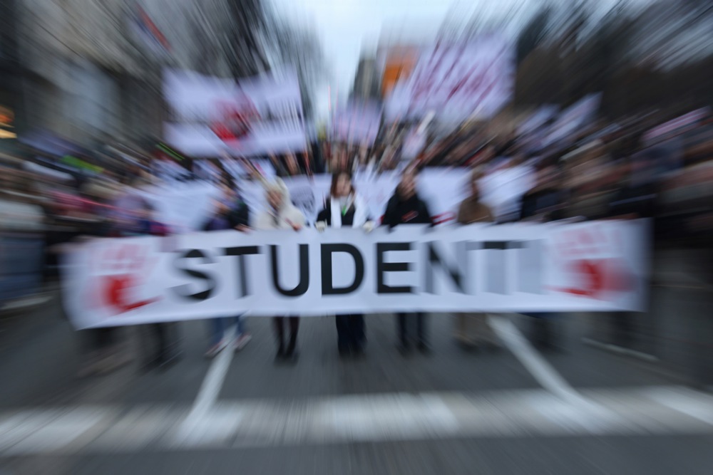 University students protest the Serbian Government in Belgrade