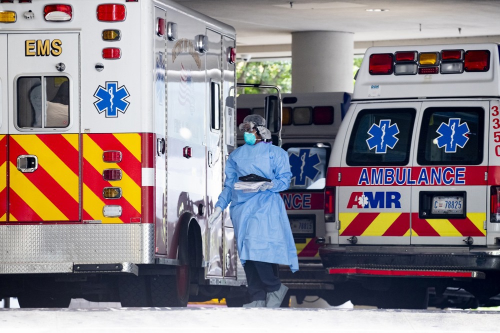 Ambulance arrivals at the George Washington University Hospital during the coronavirus COVID-19 pandemic