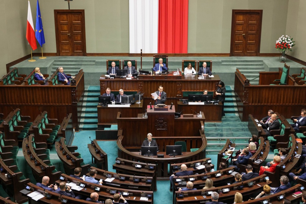 Polish Foreign Minister Sikorski delivers address to the Sejm