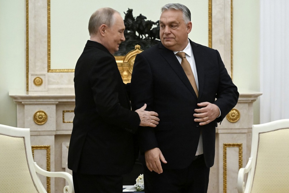 Russian President Vladimir Putin meets Hungarian Prime Minister Viktor Orban at Kremlin