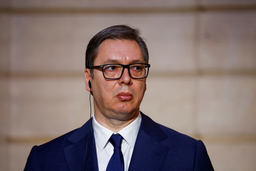 French President Macron receives Serbian President Vucic in Paris